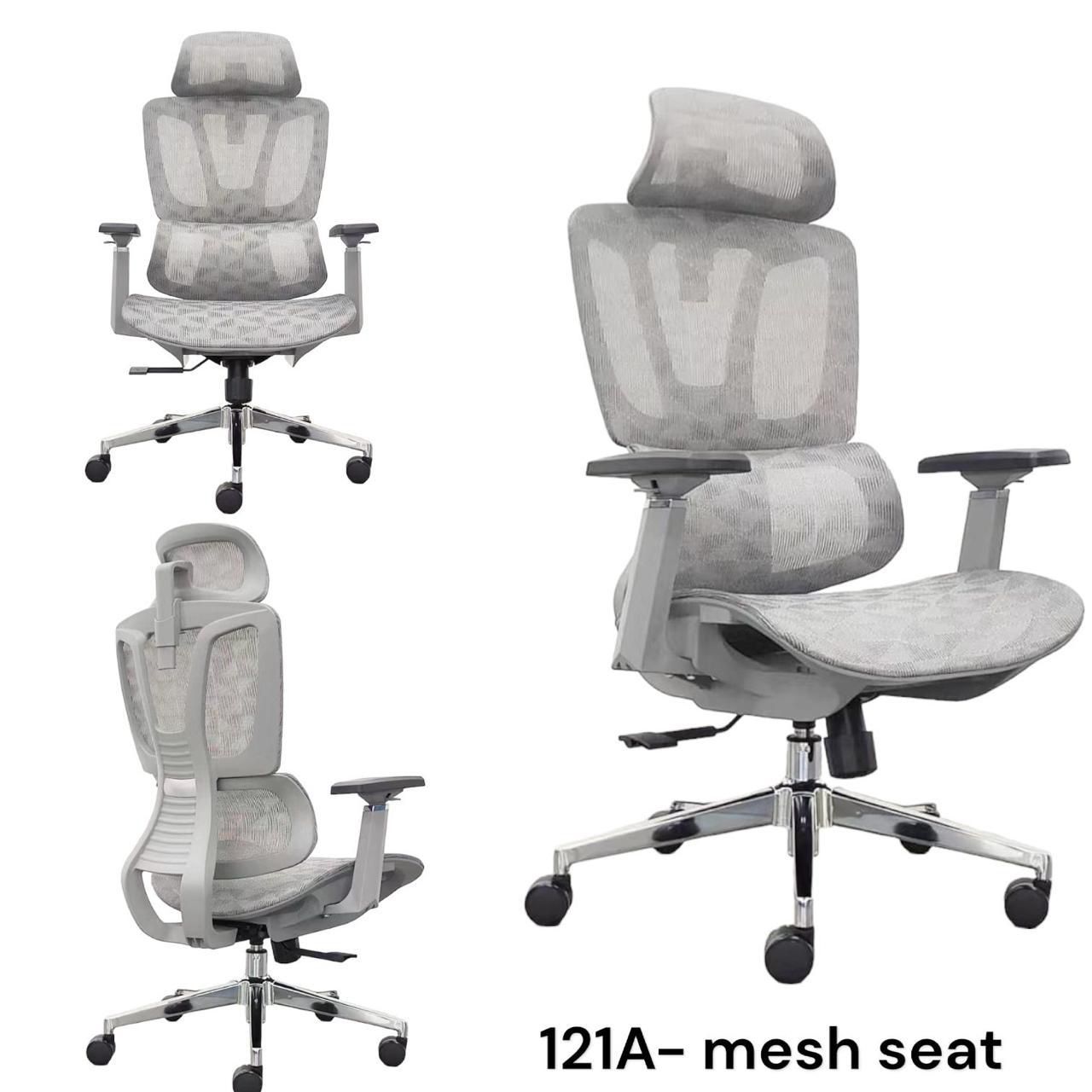 Featherlite Helix HB Mesh Fabric Office Adjustable Arm Chair  (Grey)